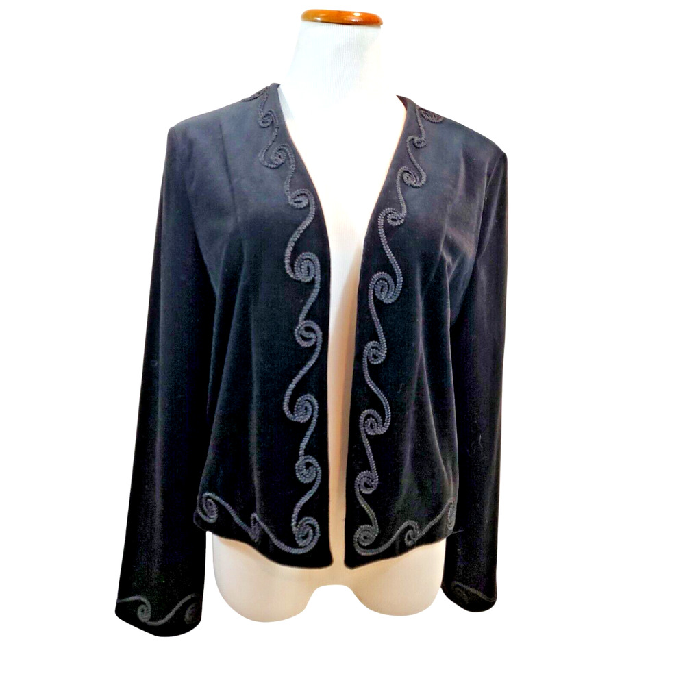Union Made Vintage 1970s ILGWU Black Velvet VTG 70s Blazer Size 18